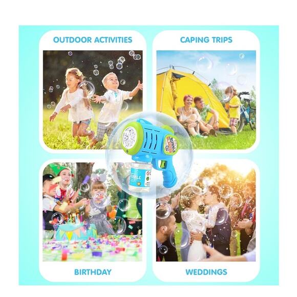 2 Pack Bubble Gun Machine Automatic Light Up, 4 Bottles 10 Bags Refill Solution - Picture 8 of 8